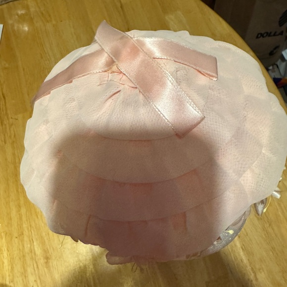 Vintage 50s 60s Womens Ruffle Floral Hat Pink Dressy - Picture 3 of 6